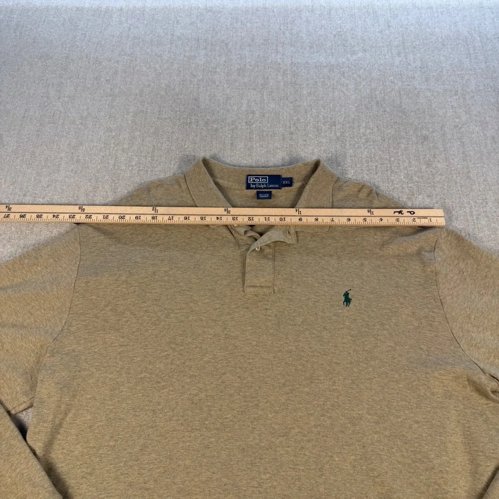 Polo Ralph Lauren Polo Shirt Mens XXL Tan Long Sleeve Cotton Pony Logo